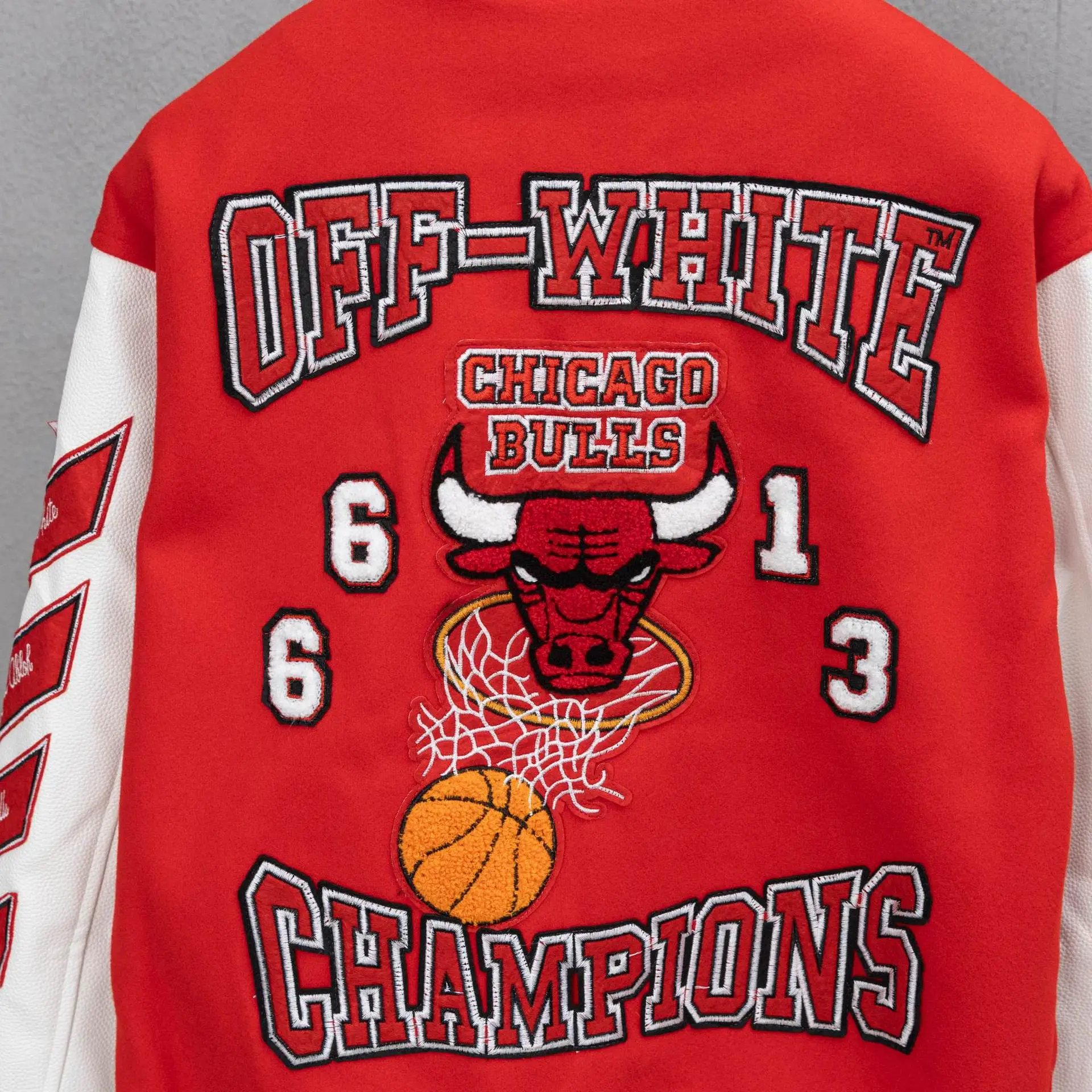 Off-White x Pitbull Varsity Jacket Red Outerwear - 46