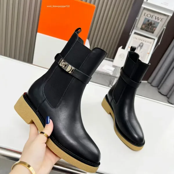 Hermès Chelsea Boots Black with Gold Hardware and Gum Sole - 1