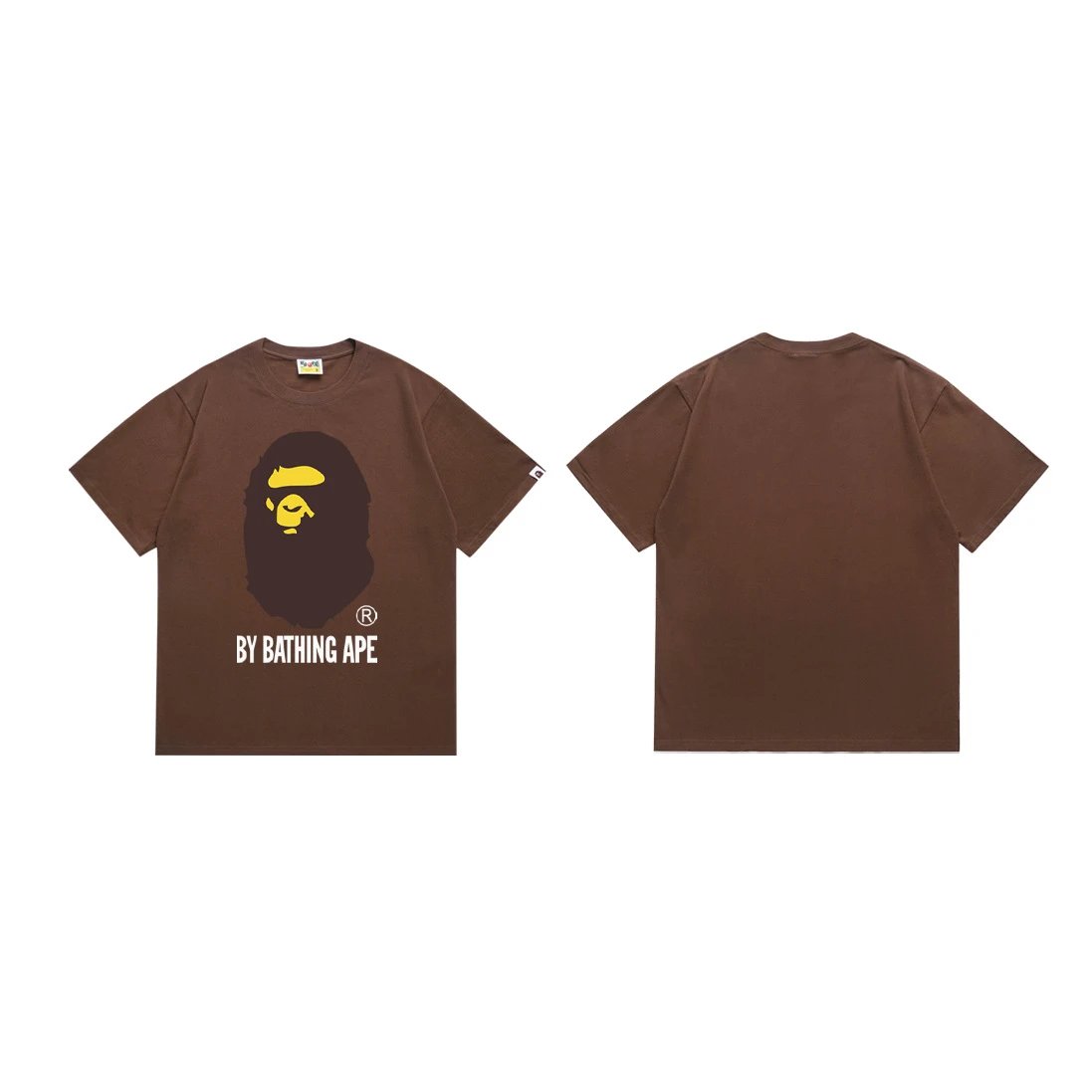 A BATHING APE T-Shirts Head Graphic Short-Sleeve T-Shirt — 040 Coffee