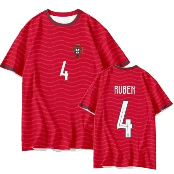 Portugal National Team Bernardo Silva #10 Jersey Red T-Shirt - 4