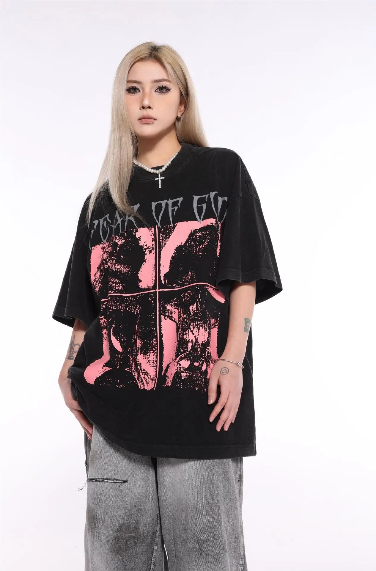 Design Testament Band Graphic Oversized T-Shirt Black T-Shirts - 42