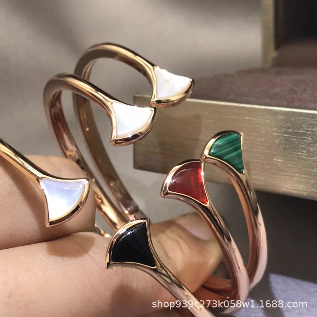 Design Fan-Shaped Inlay Bangle Rose Gold Bracelet Jewelry - 4