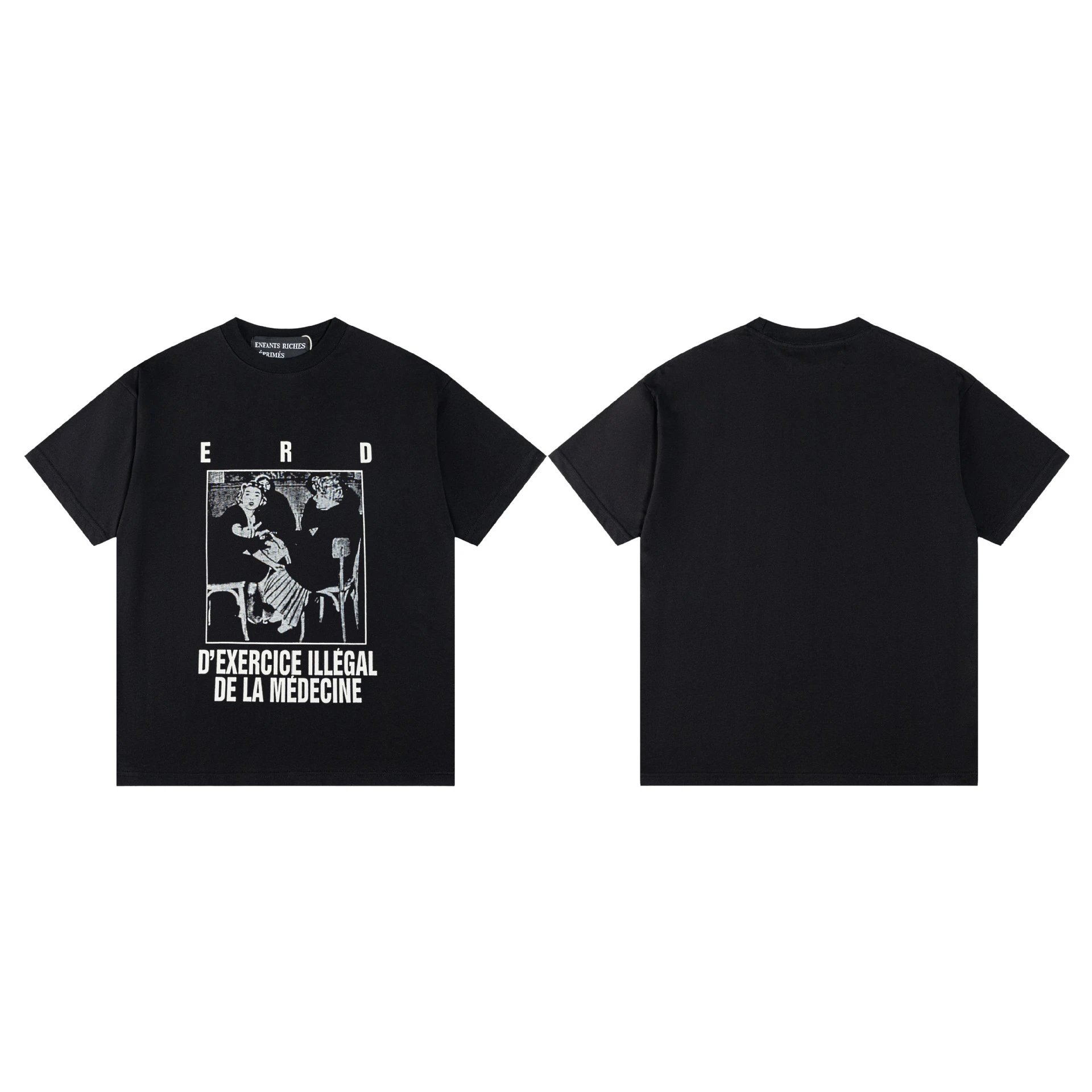 Enfants Riches Déprimés Newspaper Print Graphic T-Shirt White and Black - 15