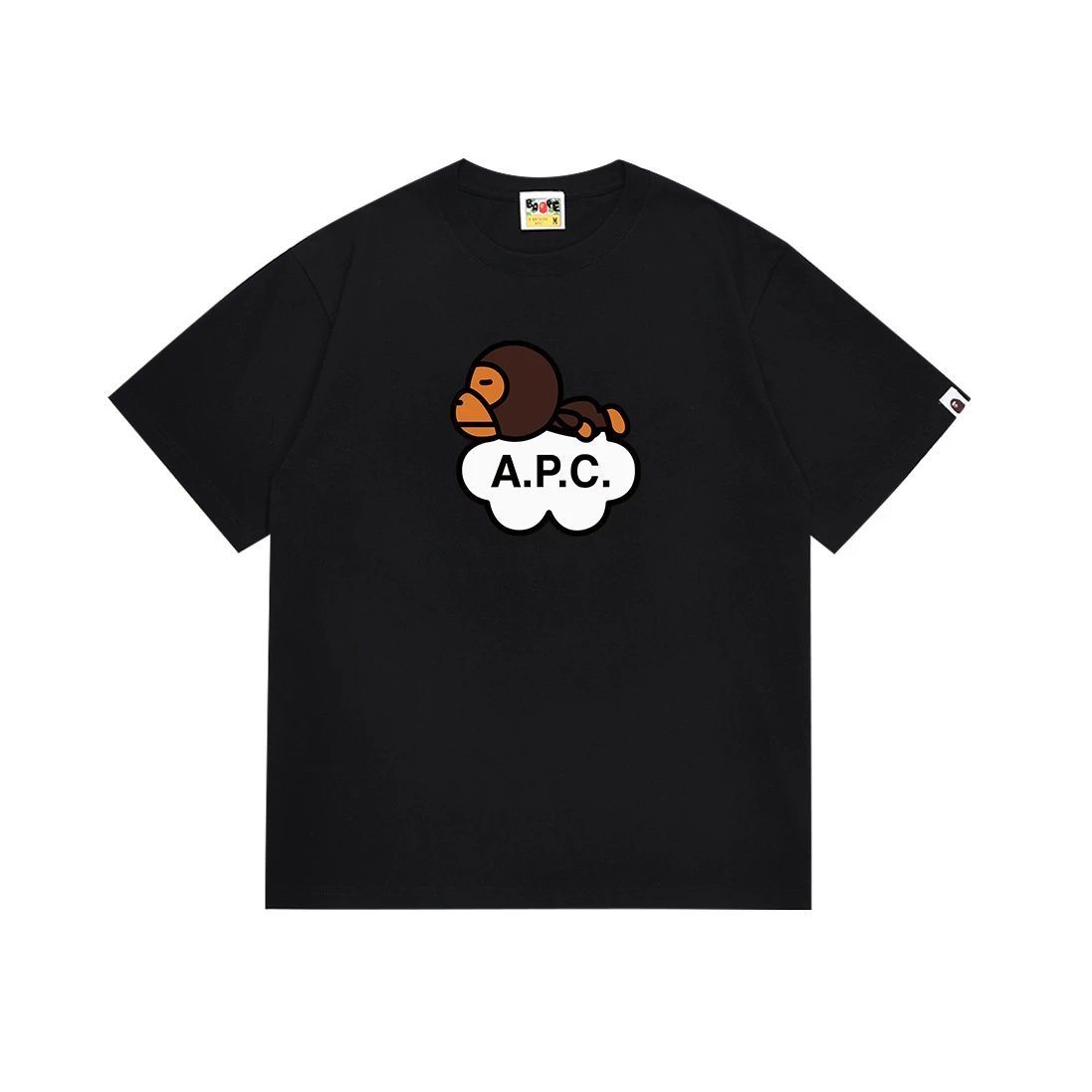 A BATHING APE T-Shirts Head Graphic Short-Sleeve T-Shirt — 0749 black