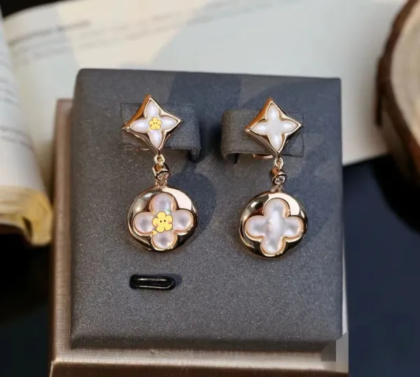 Louis Vuitton Monogram Flower Earrings Rose Gold Mother-of-Pearl Earrings Jewelry - 1