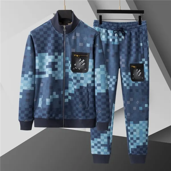 Design Pixelated Checkered Blue Tracksuit - 1
