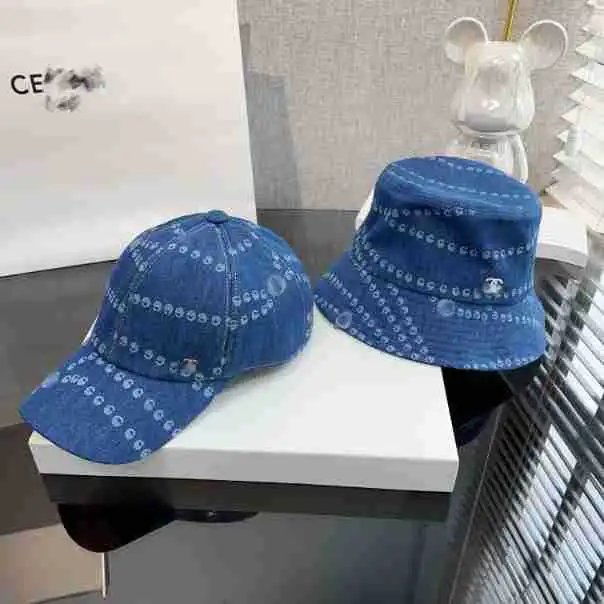 Chanel Denim Baseball Cap with CC Motif in Blue Hats - 3