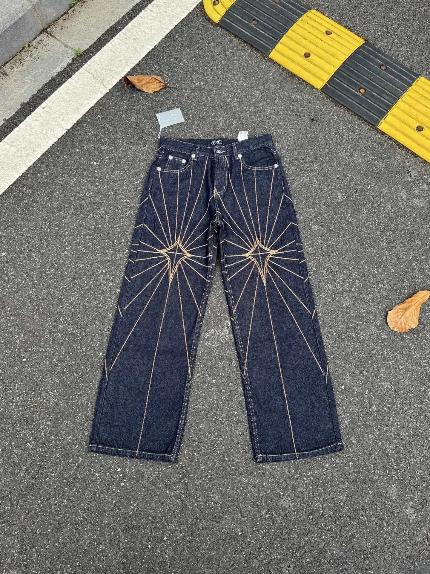 Denim Tears Starburst Embroidered Raw Hem Jeans - 7
