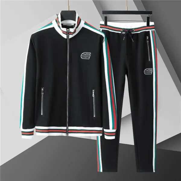 Design Track Suit Set Black with Red-Green-White Stripes Tracksuit - 1
