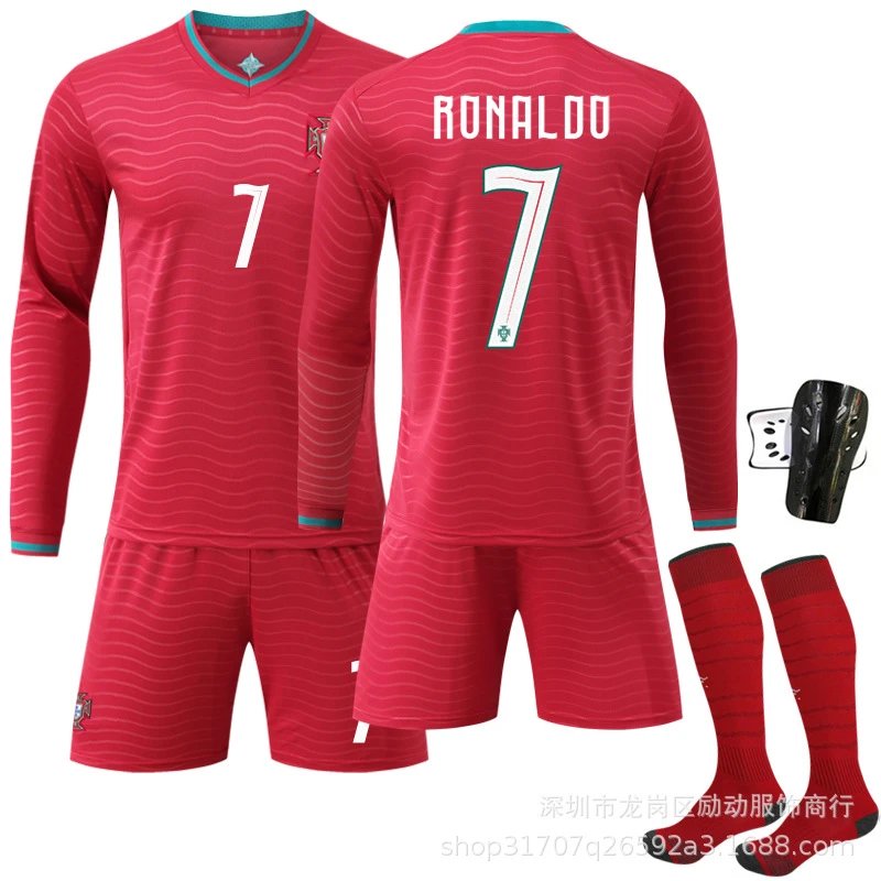 Portugal National Team Diogo Jota #21 Home Kit Red Jersey Set - 4