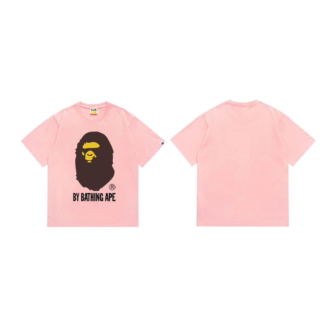 A BATHING APE T-Shirts Head Graphic Short-Sleeve T-Shirt — 040 pink
