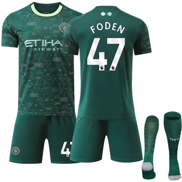 Manchester City FC 2023-24 Third Kit Green Foden #47 Jersey Set - 1