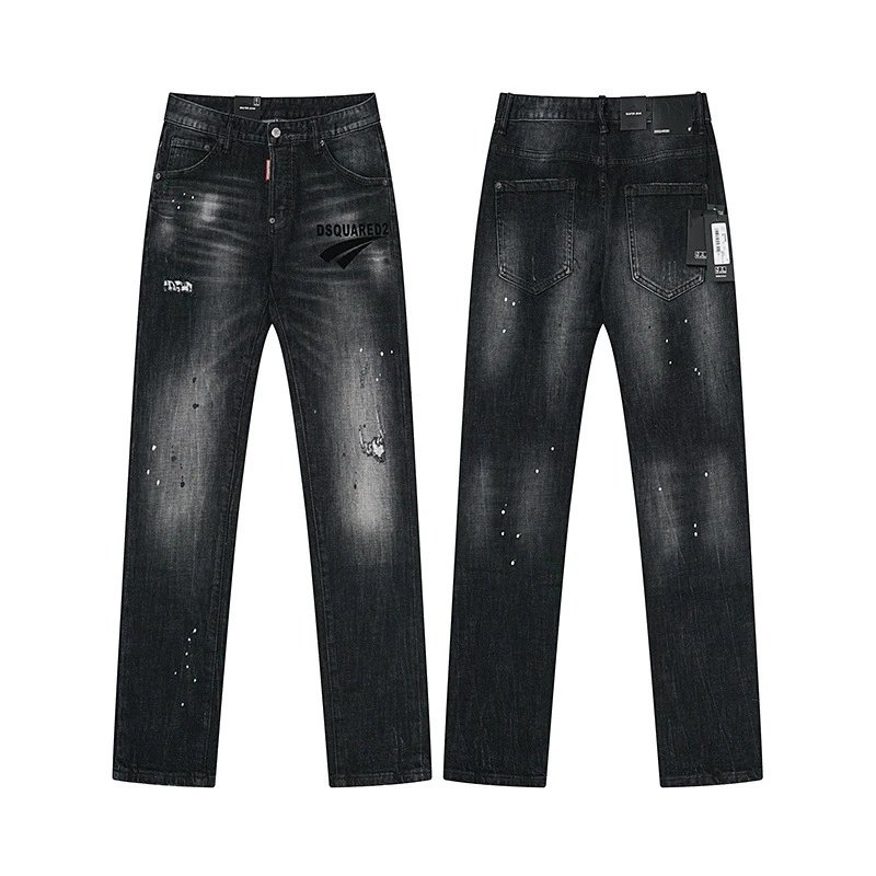 Dsquared2 Distressed Black Paint-Splatter Jeans - 8