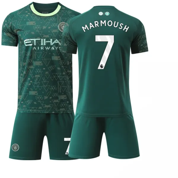Manchester City FC 2023-24 Third Kit Green Jersey and Shorts Set - 1