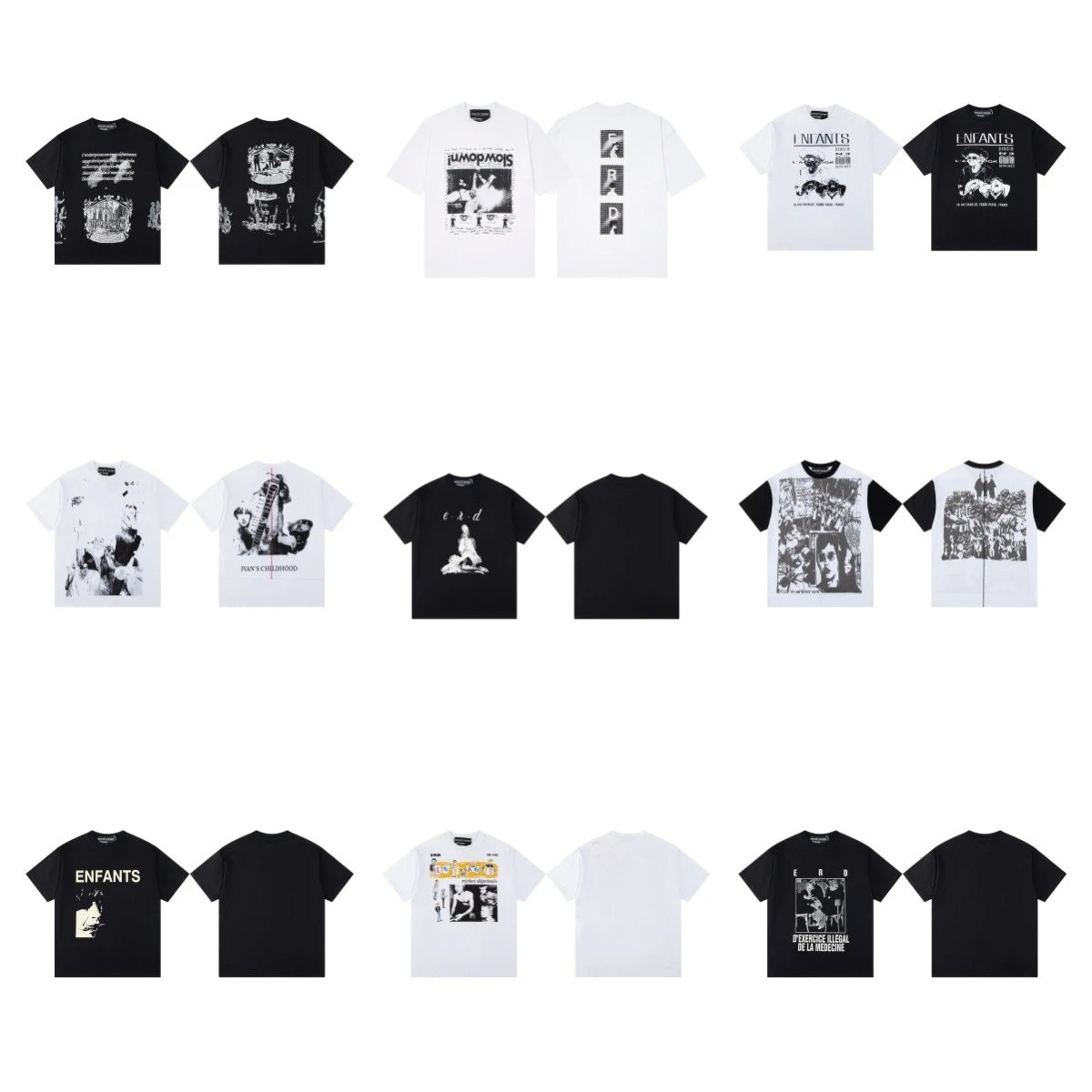 Enfants Riches Déprimés Newspaper Print Graphic T-Shirt White and Black - 3