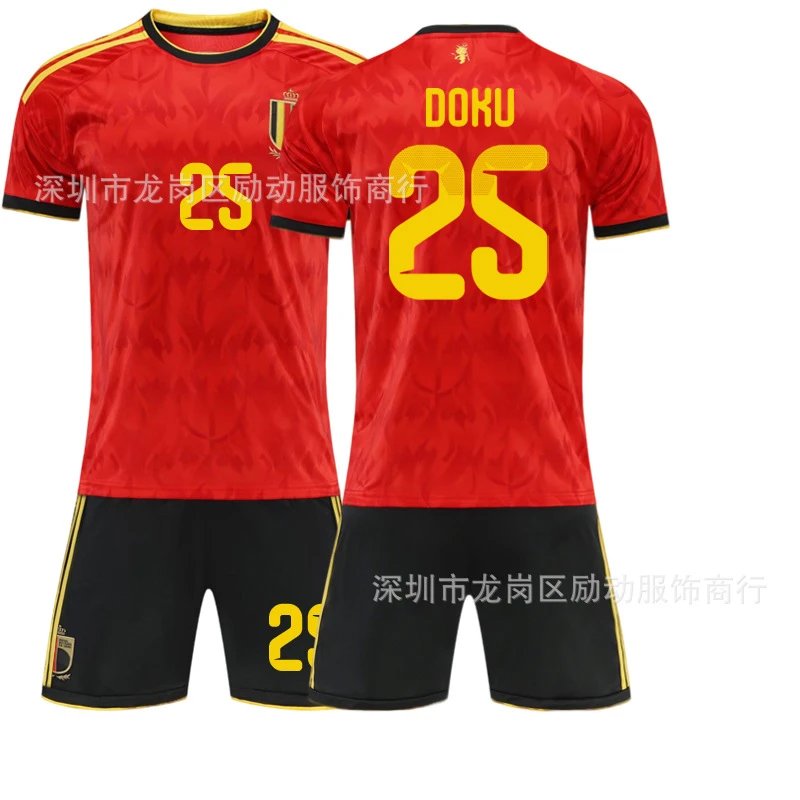 Design Belgium National Team 2022 Home Kit Red Yellow Jersey and Shorts Jersey - 10