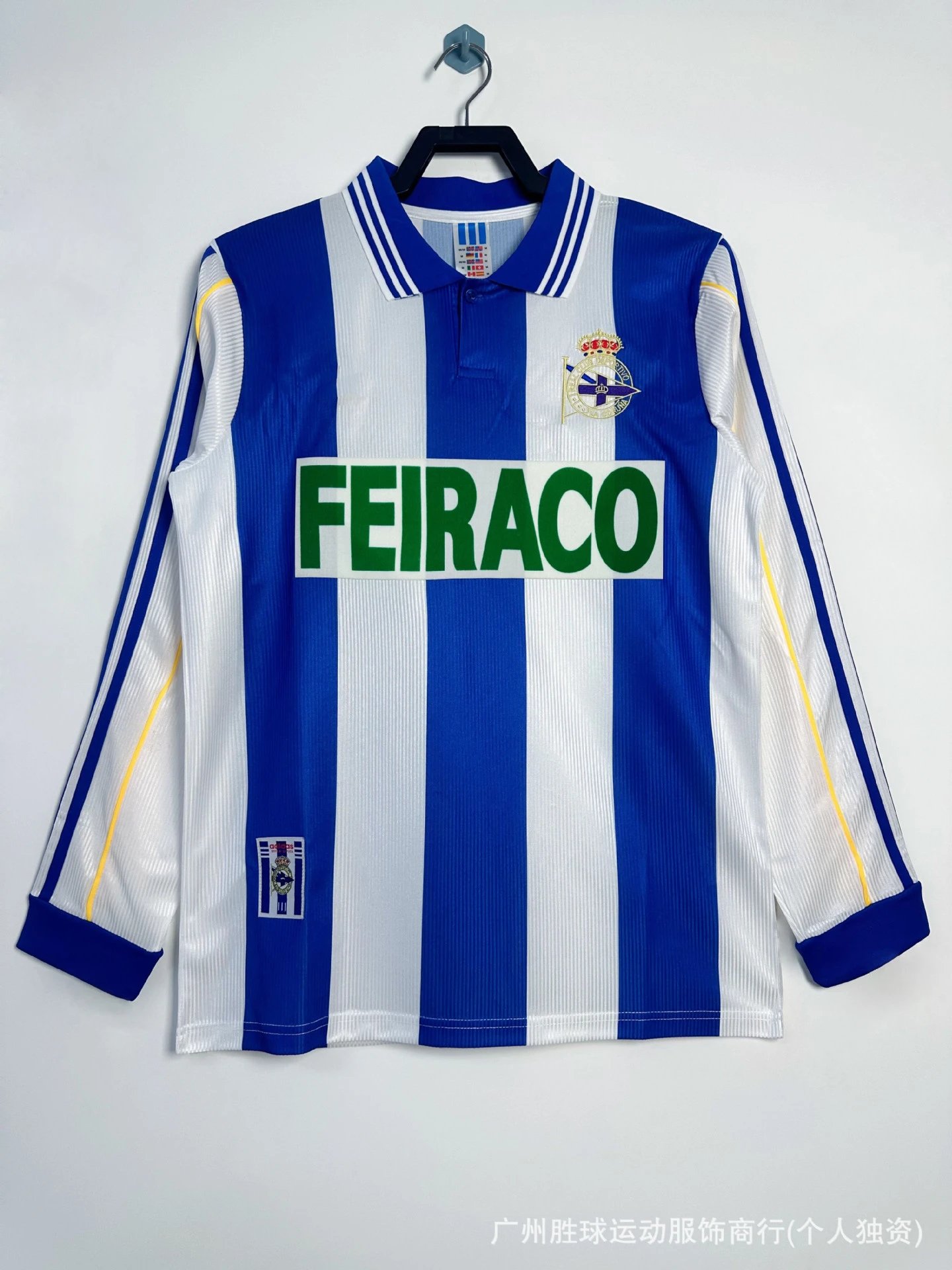 Argentina AFA 1994 Away Jersey Blue Black Diamond Pattern Long-Sleeve Soccer Jersey - 10