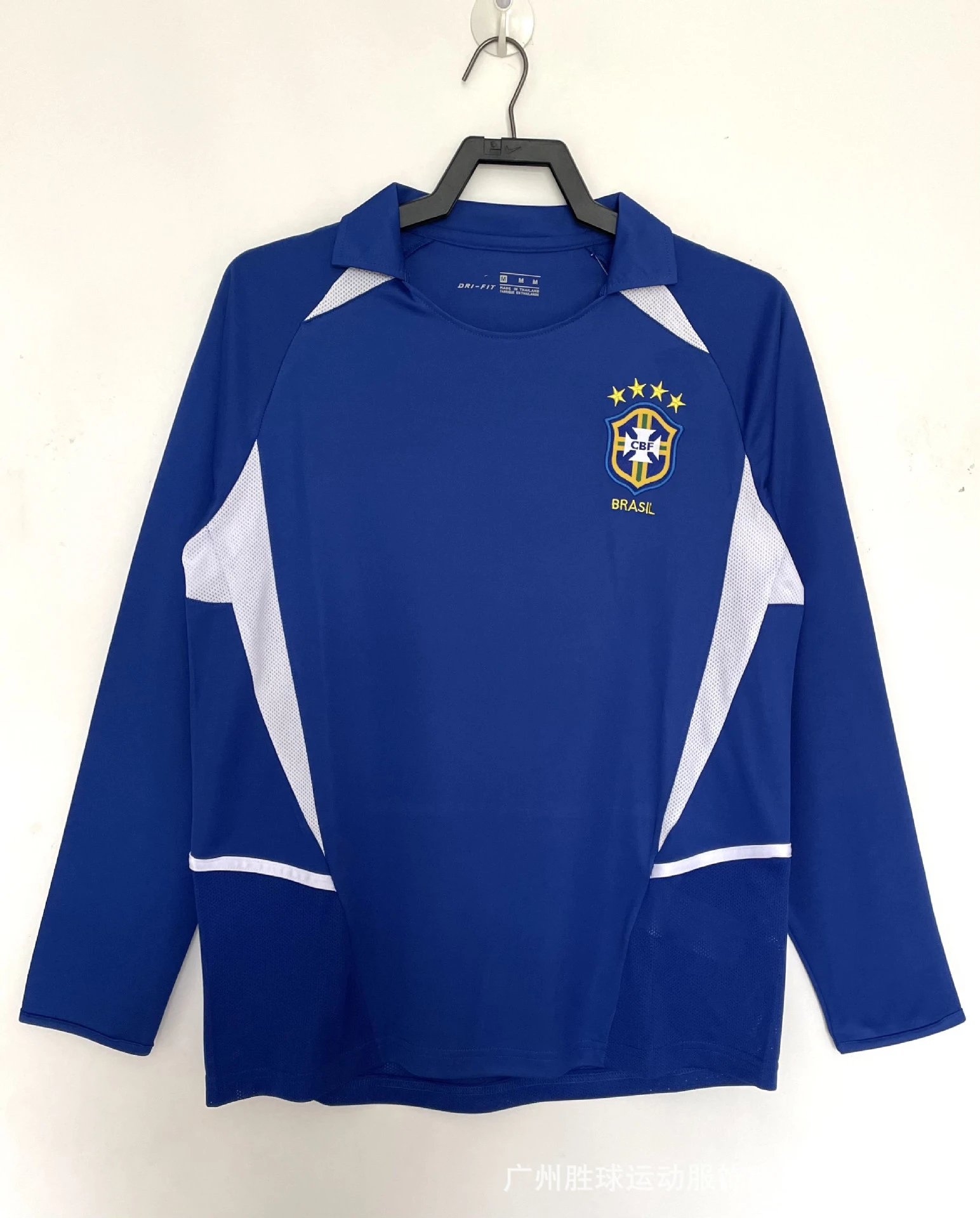 Argentina AFA 1994 Away Jersey Blue Black Diamond Pattern Long-Sleeve Soccer Jersey - 4