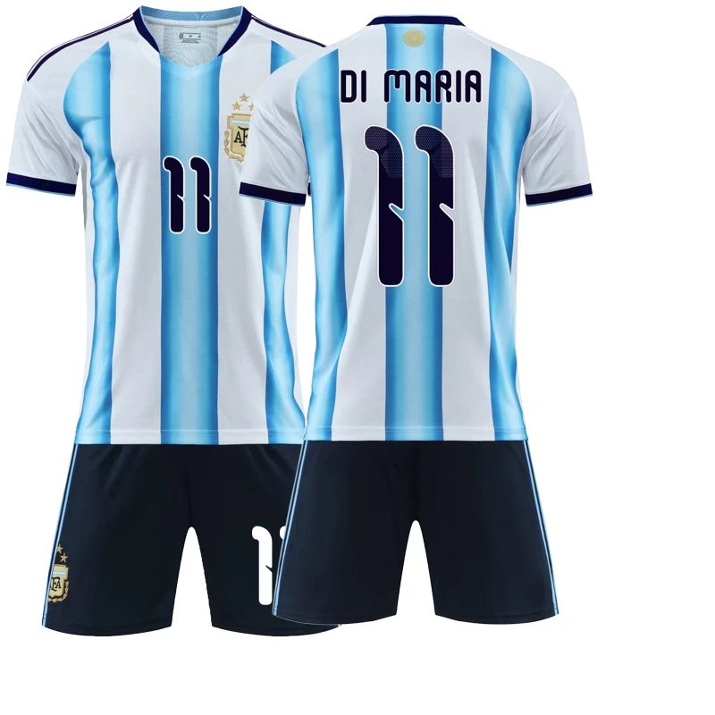 Design Argentina National Team Lionel Messi #10 Home Kit Blue and White Striped Jersey Set Jersey - 12