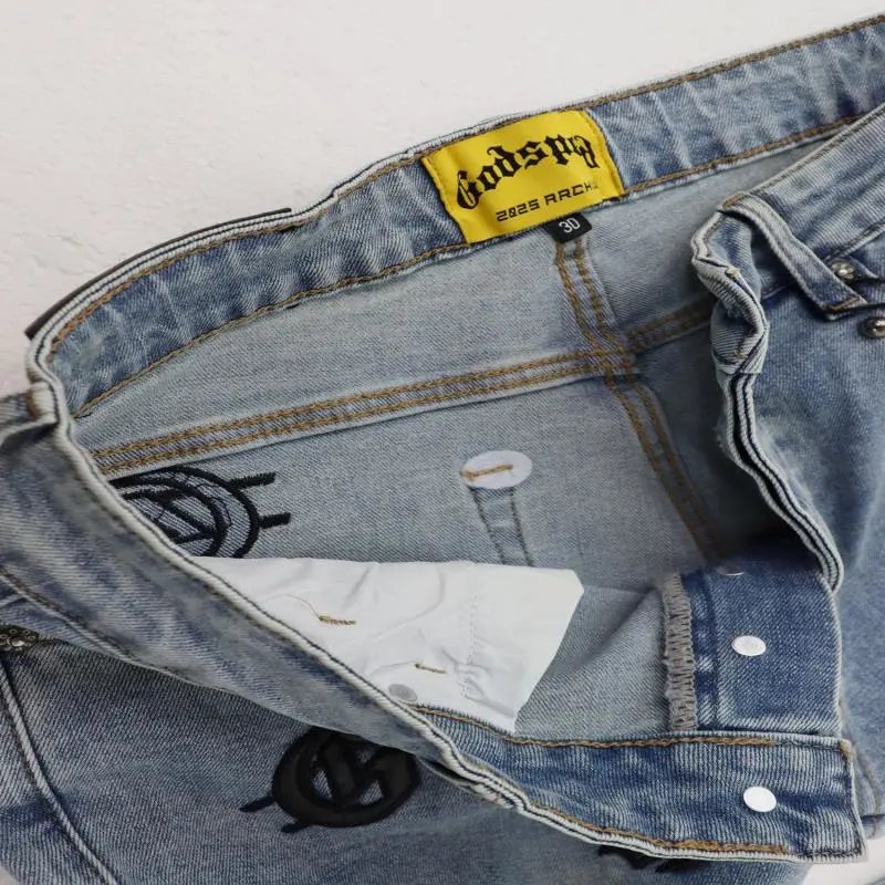 Godspeed Logo-Embroidered Distressed Black Flared Jeans - 21