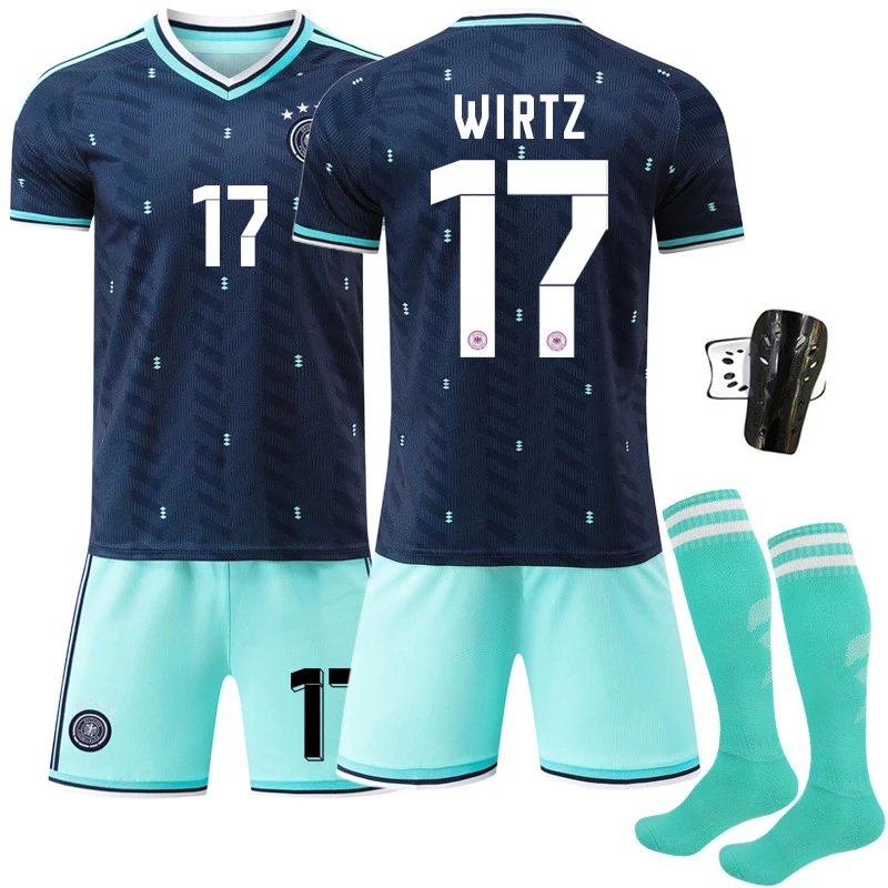 Design Germany National Team 2024 Away Kit Kroos #8 Navy & Mint Green Jersey Set Jersey - 10