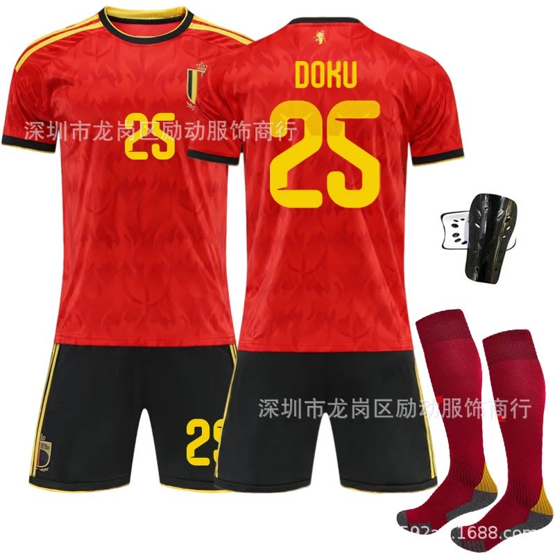 Design Belgium National Team 2022 Home Kit Red Yellow Jersey and Shorts Jersey - 6