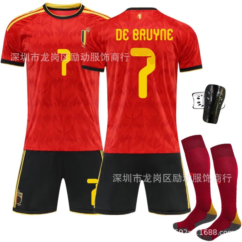 Design Belgium National Team 2022 Home Kit Red Yellow Jersey and Shorts Jersey - 3