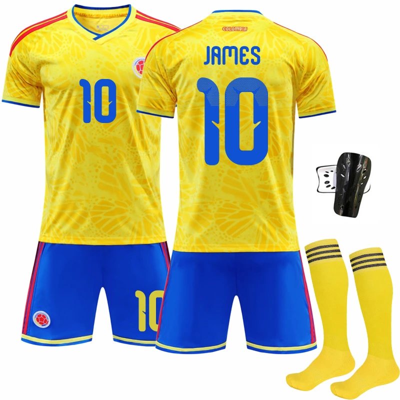 Design Colombia National Team Inspired Soccer Jersey Set Yellow Blue Jersey - 5