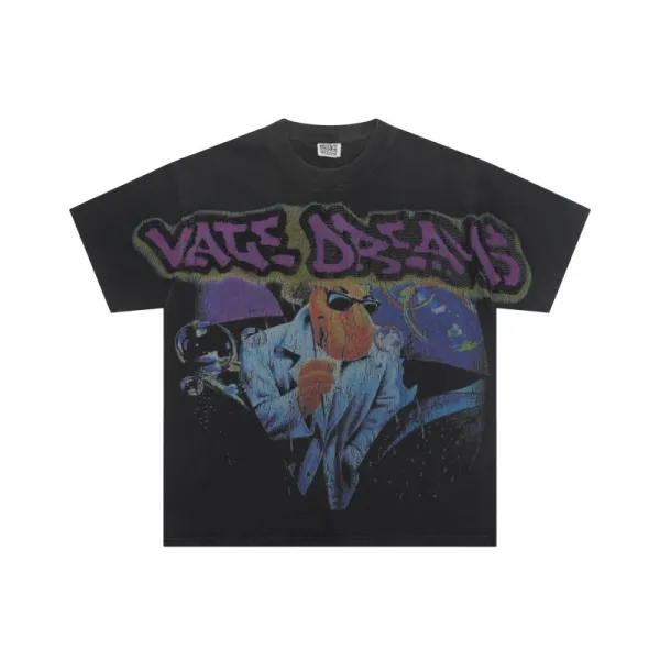 Design Vage Dreams Graphic Print Black T-Shirt T-Shirts - 1
