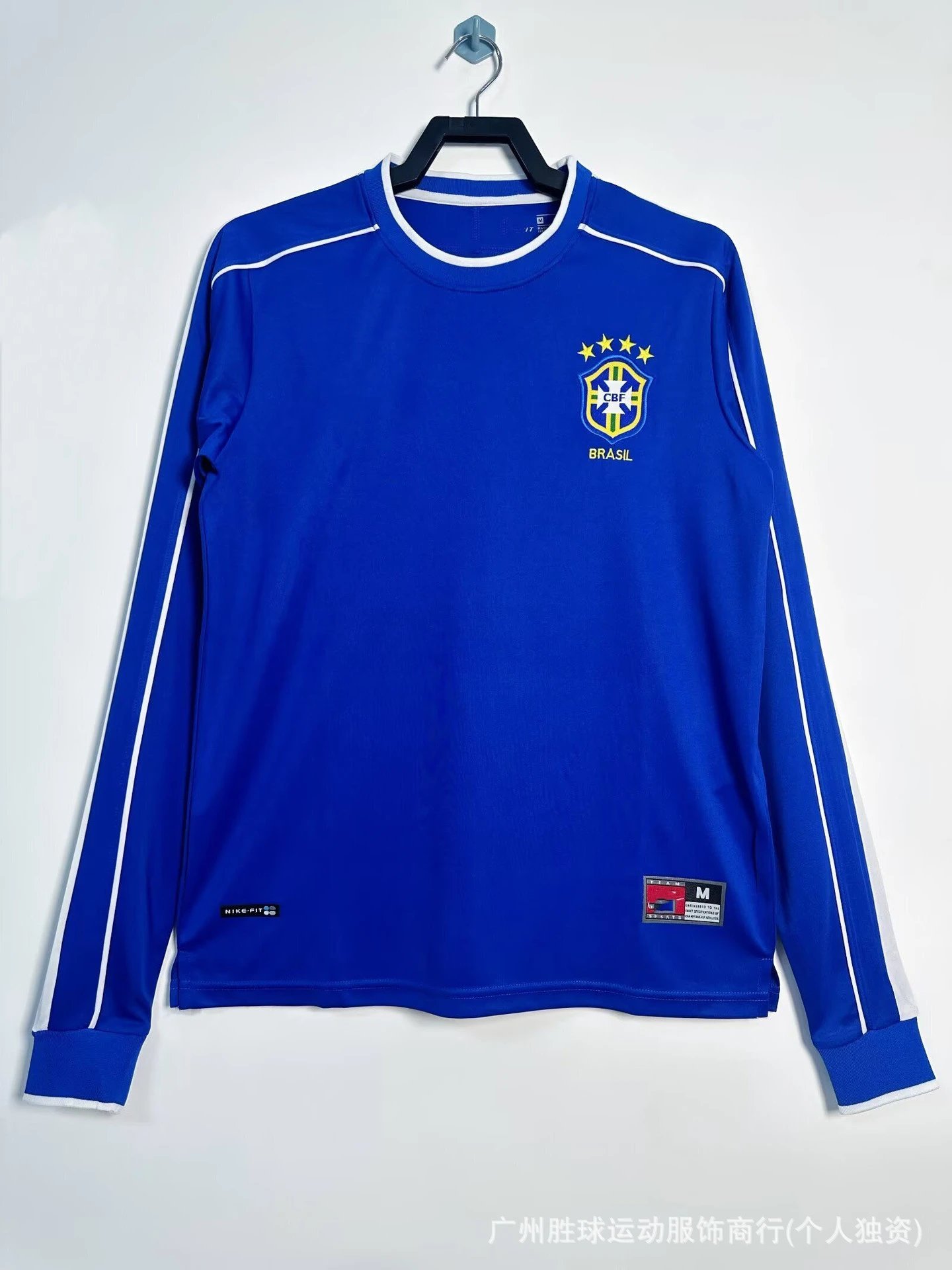 Argentina AFA 1994 Away Jersey Blue Black Diamond Pattern Long-Sleeve Soccer Jersey - 15