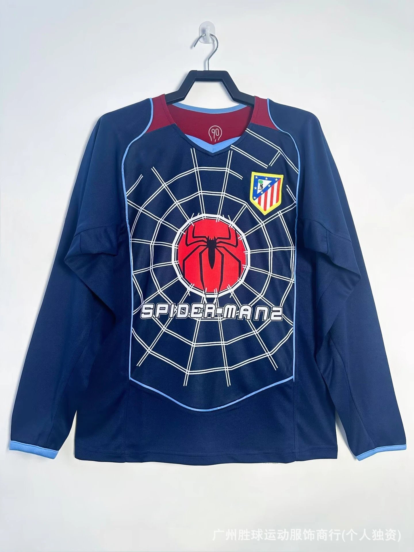 Argentina AFA 1994 Away Jersey Blue Black Diamond Pattern Long-Sleeve Soccer Jersey - 3