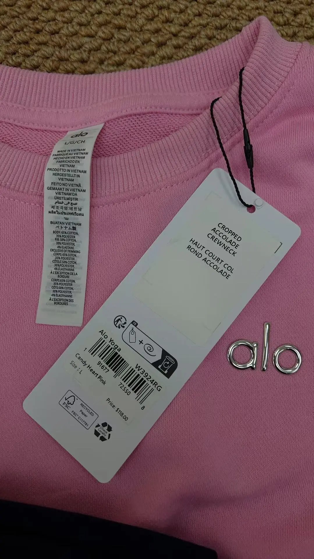 Alo Yoga Cropped Sweatshirt and Joggers Set Sky Blue Activewear Set - 19