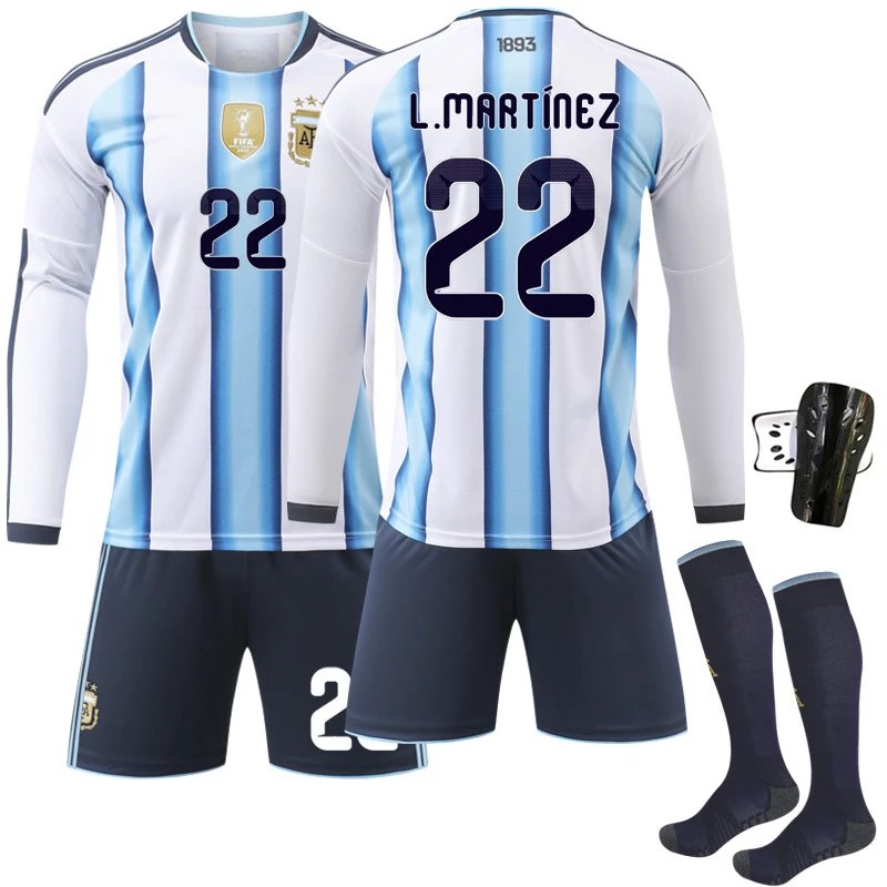 Design Argentina National Team 2022 Home Kit De Paul #7 Jersey Set Jersey - 8