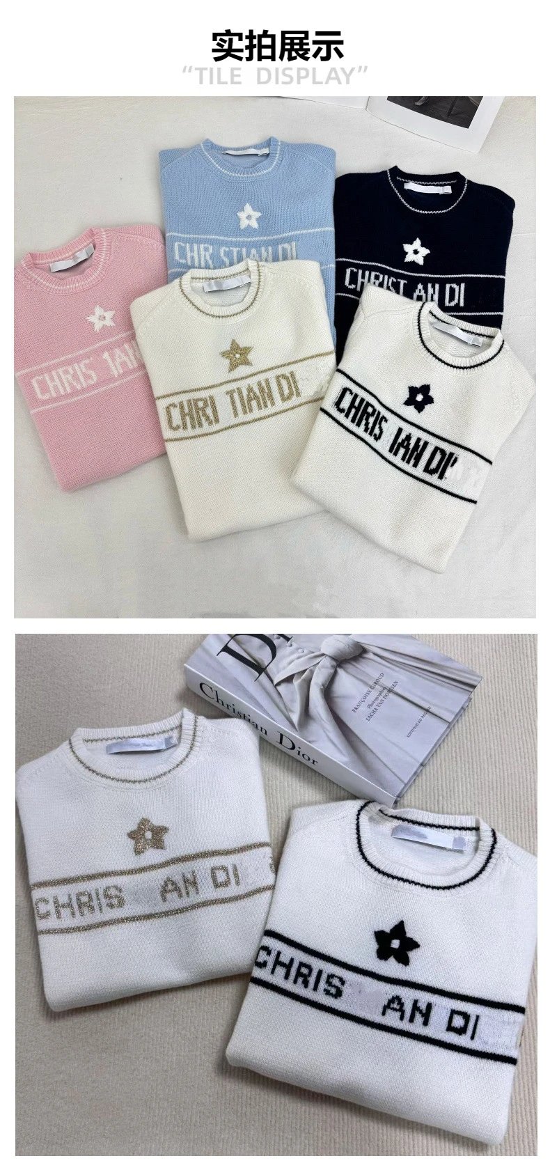 Design CHRITIAN DI Navy Knit Sweater with Embroidered Star Sweater - 7