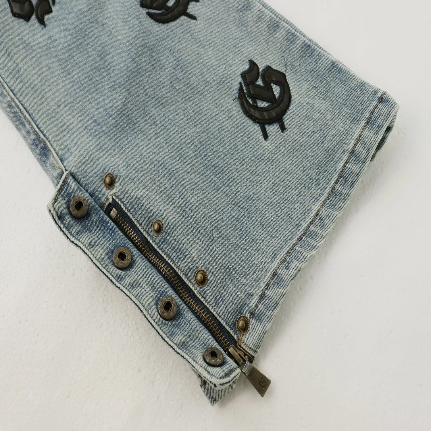 Godspeed Logo-Embroidered Distressed Black Flared Jeans - 25