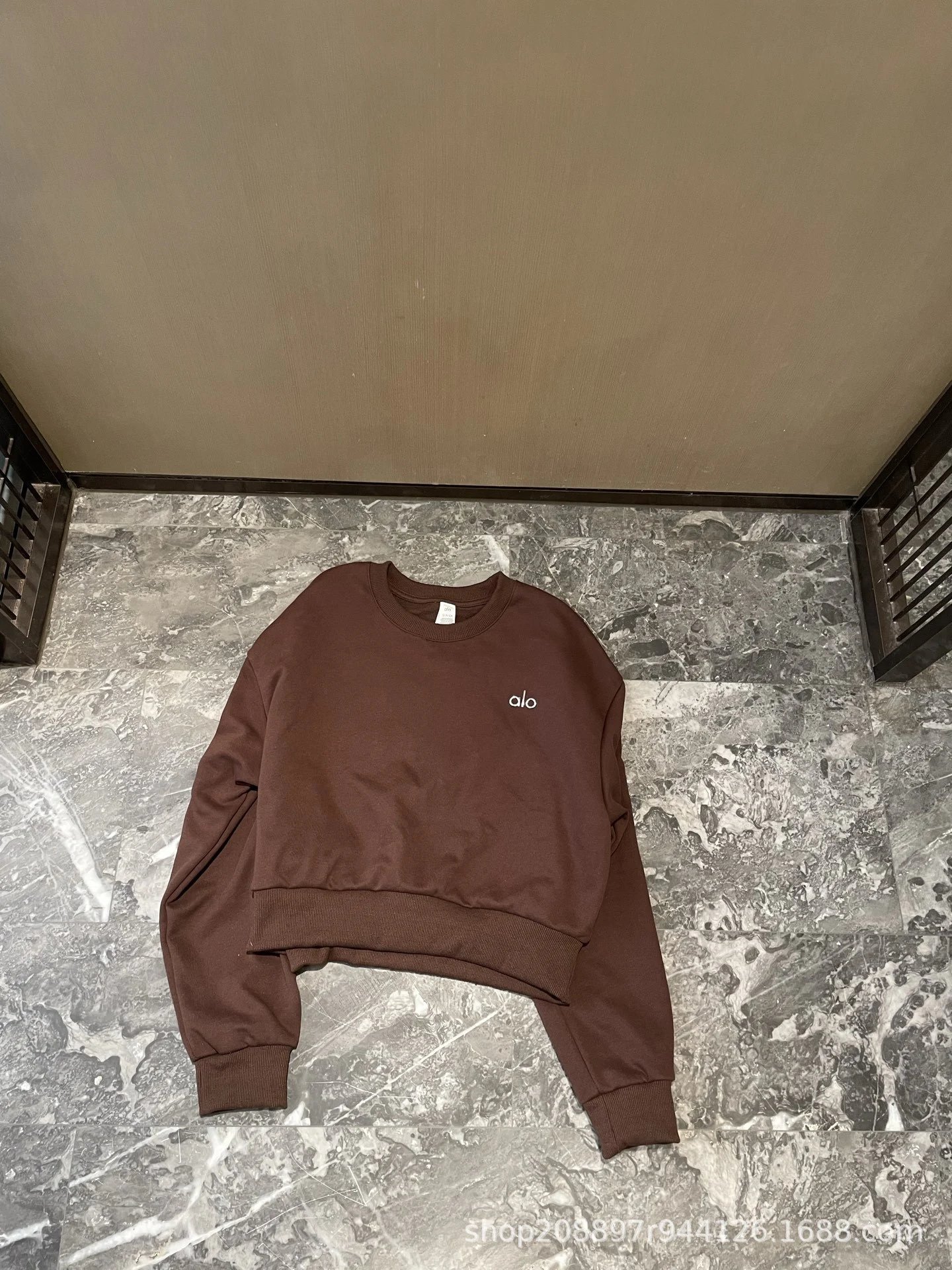 Alo Cropped Logo Sweatshirt Light Blue Hoodie - 14