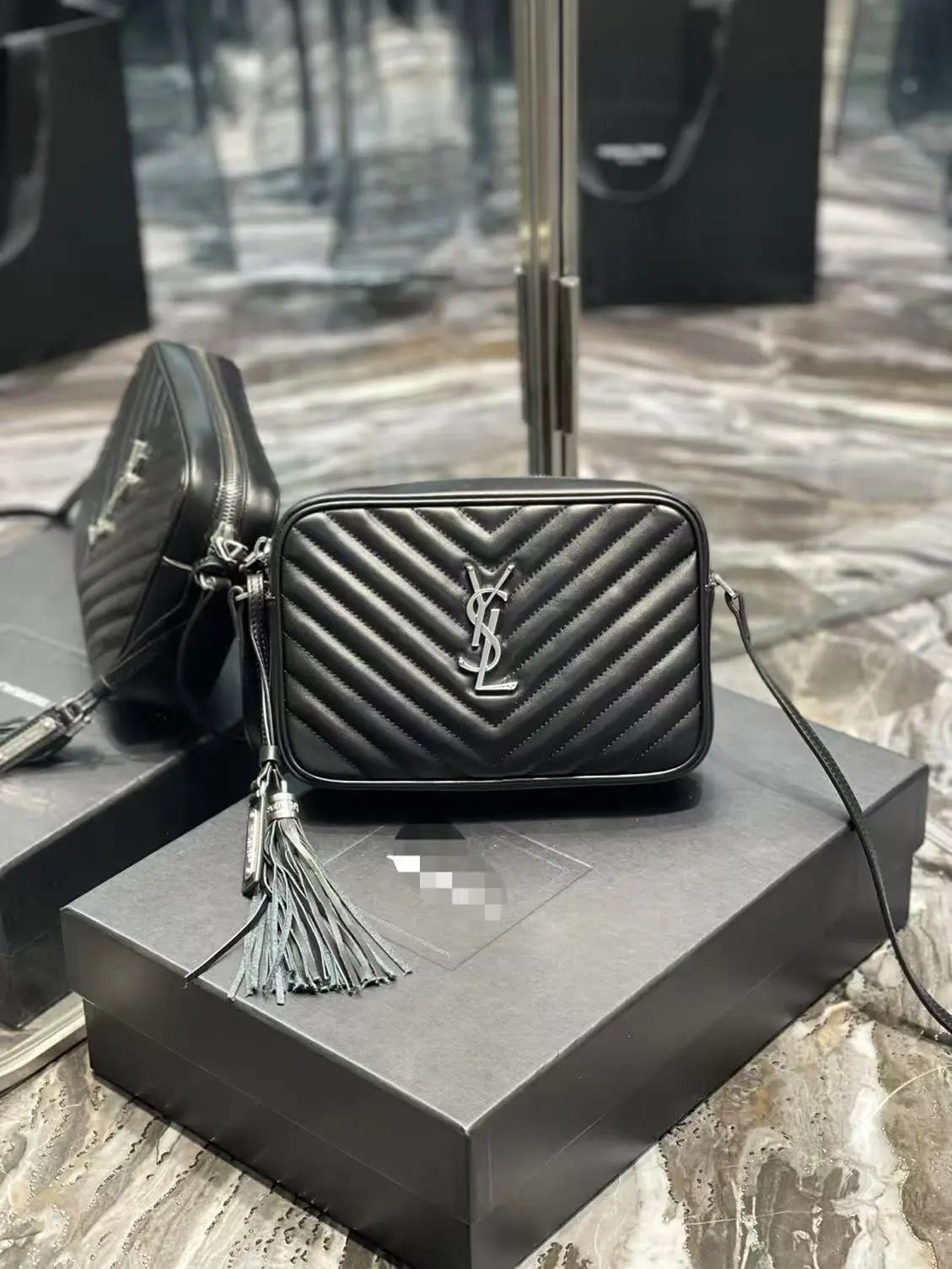 Saint Laurent Loulou Camera Bag Black Quilted Leather Crossbody Bag - 2