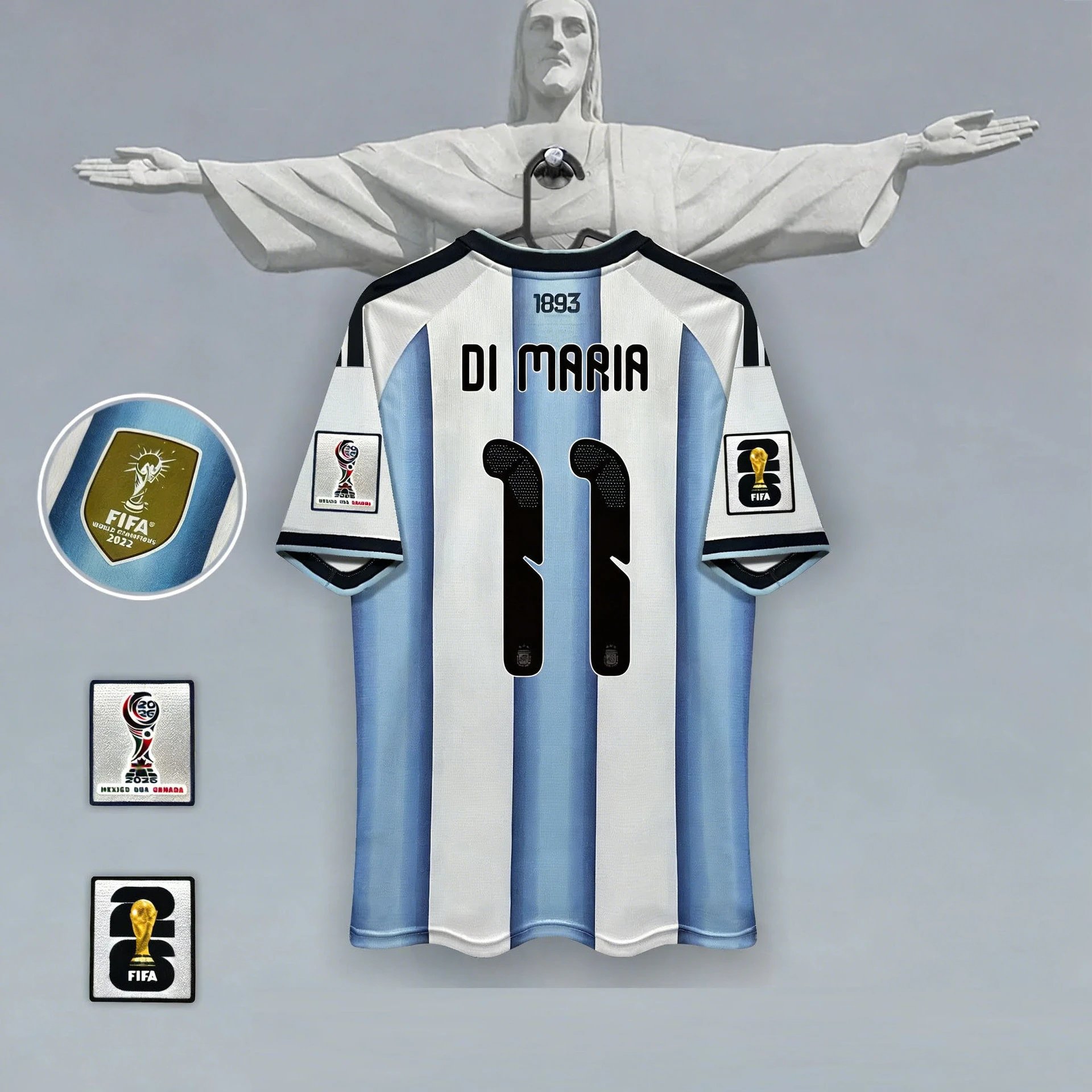 Design Argentina National Team Di María #11 Home Jersey 2022 FIFA World Cup Champions Jersey - 1
