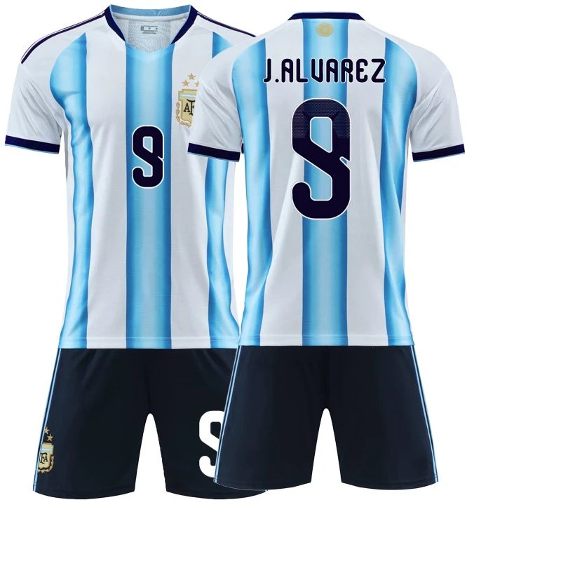 Design Argentina National Team Lionel Messi #10 Home Kit Blue and White Striped Jersey Set Jersey - 10