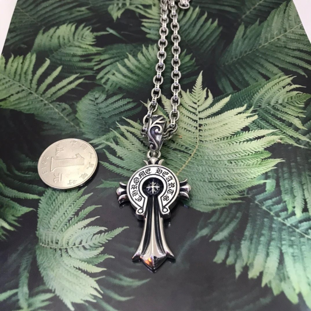 Chrome Hearts Cross Pendant Necklace Silver Jewelry - 4