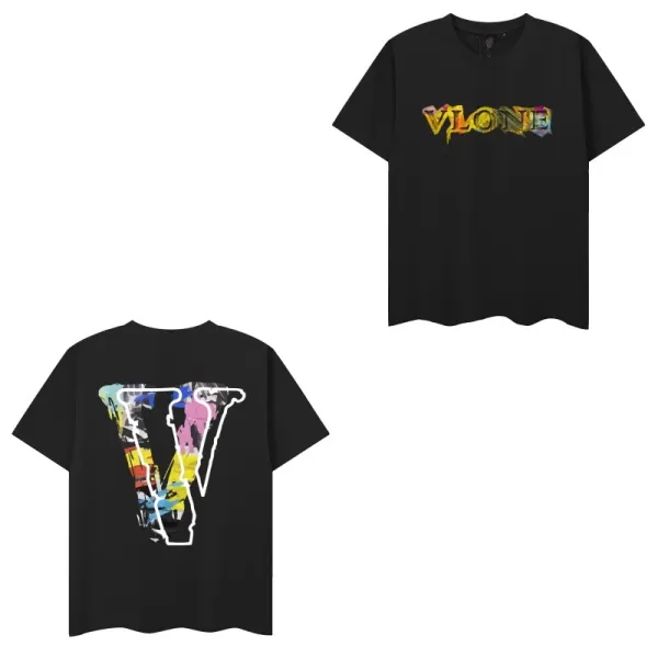 Vlone Paint Splatter V Logo Black T-Shirt - 1