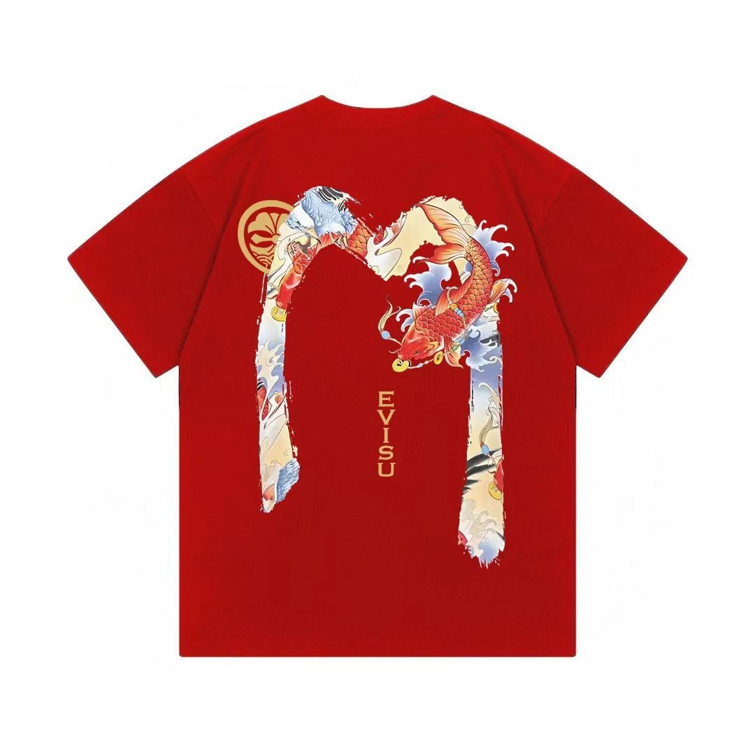 Evisu Daruma Graphic Print Red T-Shirt - 11