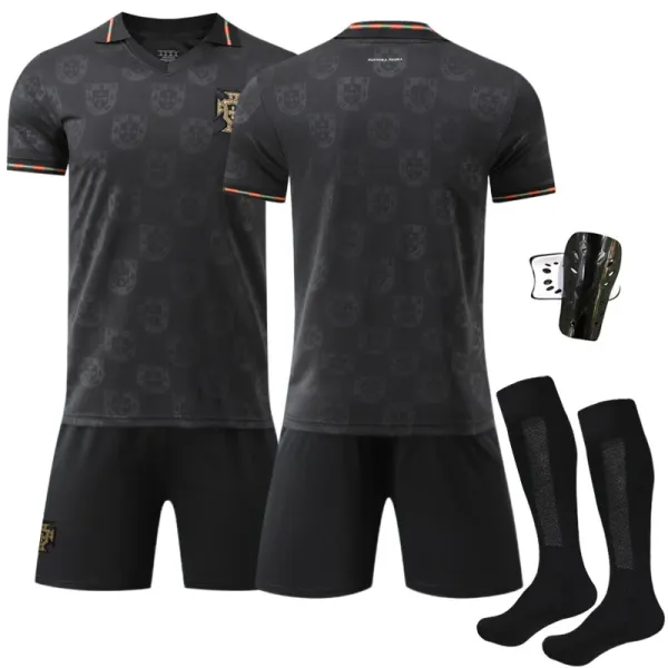 Portugal National Team 2024 Away Kit Black Jersey Set - 1