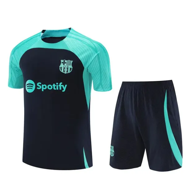 FC Barcelona Training Kit Teal and Navy Jersey and Shorts Set - 1