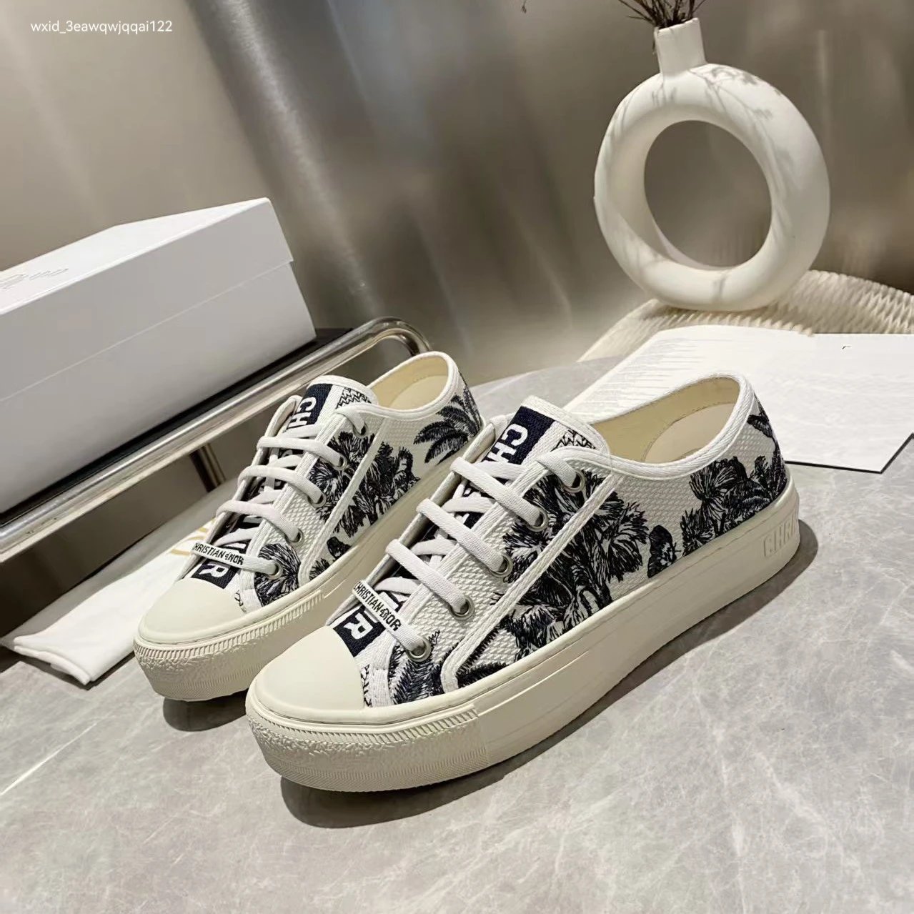 Chanel Tweed Low-Top Sneakers Black and White Canvas Shoes - 6