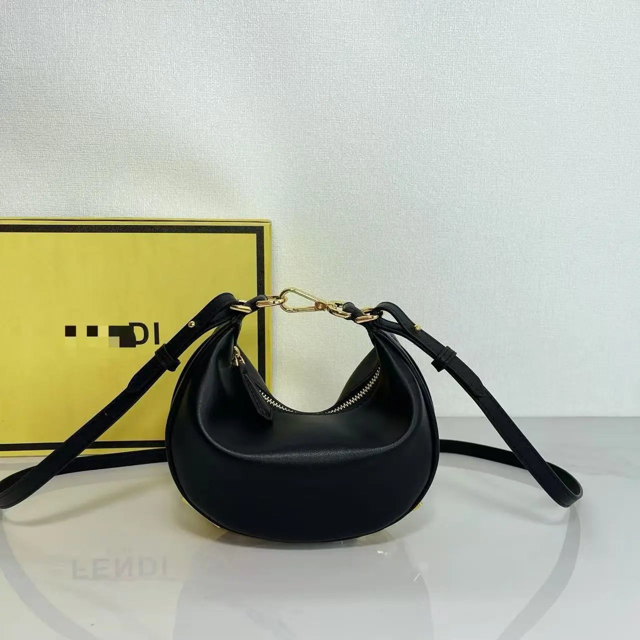 Fendi Moon Bag Gold Metallic Leather Shoulder Bag - 5