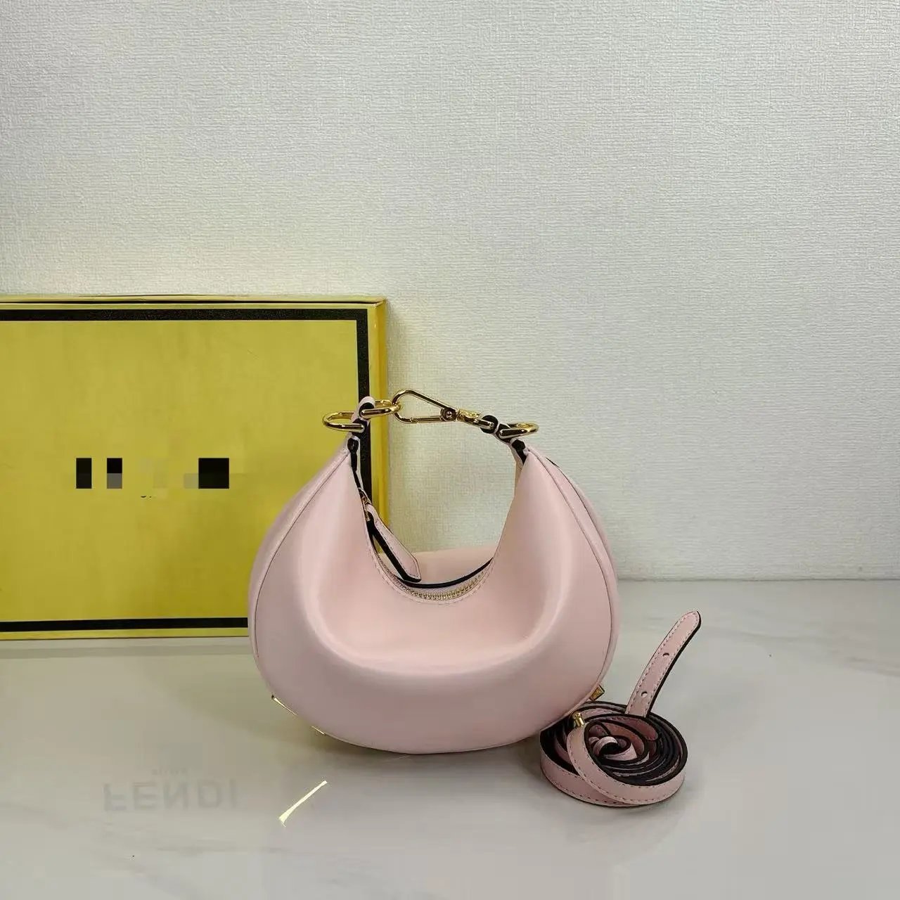 Fendi Moon Bag Gold Metallic Leather Shoulder Bag - 7