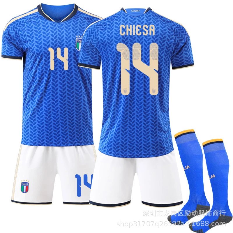 FIGC (Federazione Italiana Giuoco Calcio) FIGC Italy National Team 2024 Home Jersey Blue White Soccer Kit Jersey - 4