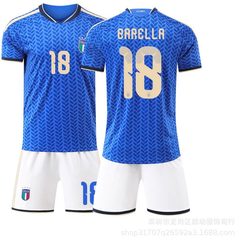 FIGC (Federazione Italiana Giuoco Calcio) FIGC Italy National Team 2024 Home Jersey Blue White Soccer Kit Jersey - 10