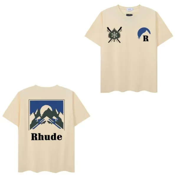 Rhude Mountain Logo Beige T-Shirt - 1